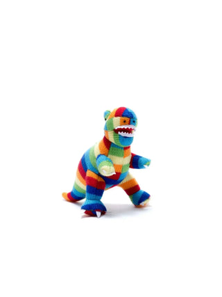 Best Years Knitted Bright Stripe T Rex Dinosaur Rattle - Prezzi