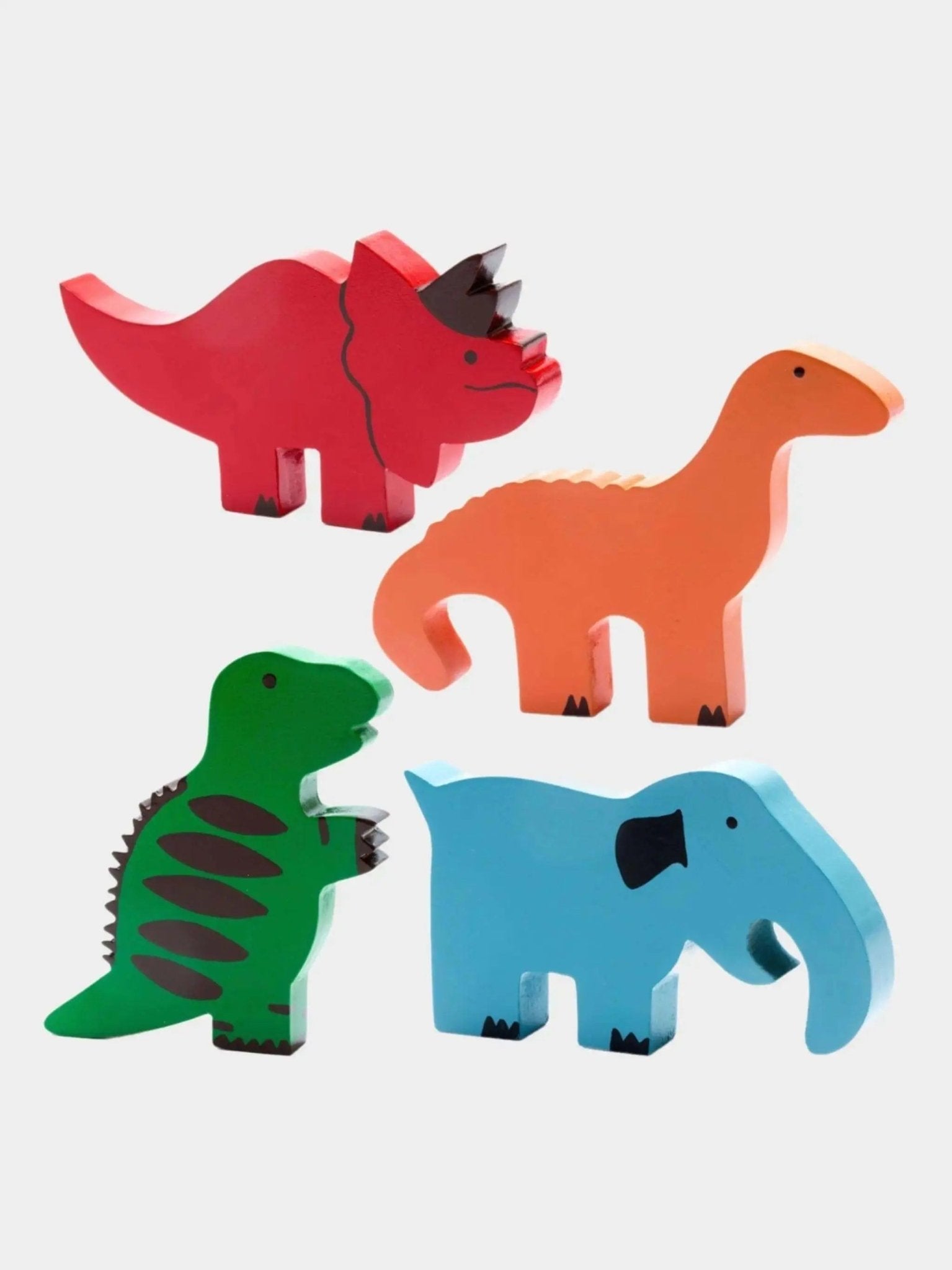 Set of 4 Fair Trade Wooden Dinosaur Toys - Prezzi