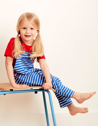 Organic Blue Breton Stripe Dungarees Toby Tiger