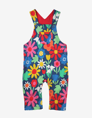 Organic Bold Floral Print Dungarees Toby Tiger