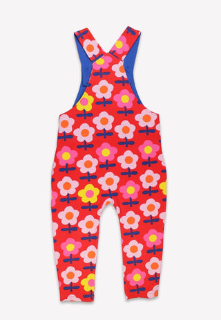 Organic Pink Flower Print Dungarees Toby Tiger