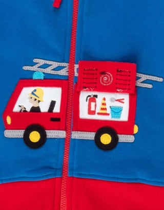 Organic Fire Engine Applique Hoodie Toby Tiger