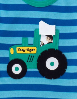 Organic Tractor Applique Long-Sleeved T-Shirt Toby Tiger