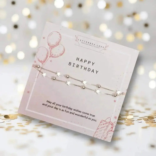 Silver Stars Birthday Bracelet Letterbox Love - Bracelet